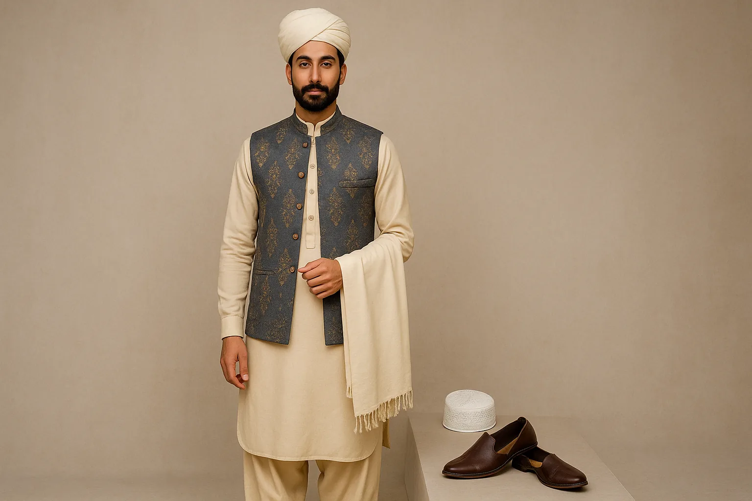 Traditional Grace: Pakistani Shalwar Kameez and Accessories at Abra W Khait
